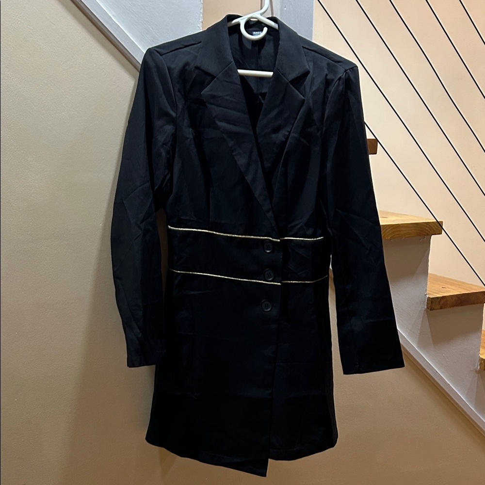 SHEIN Black Blazer with Gold Accents